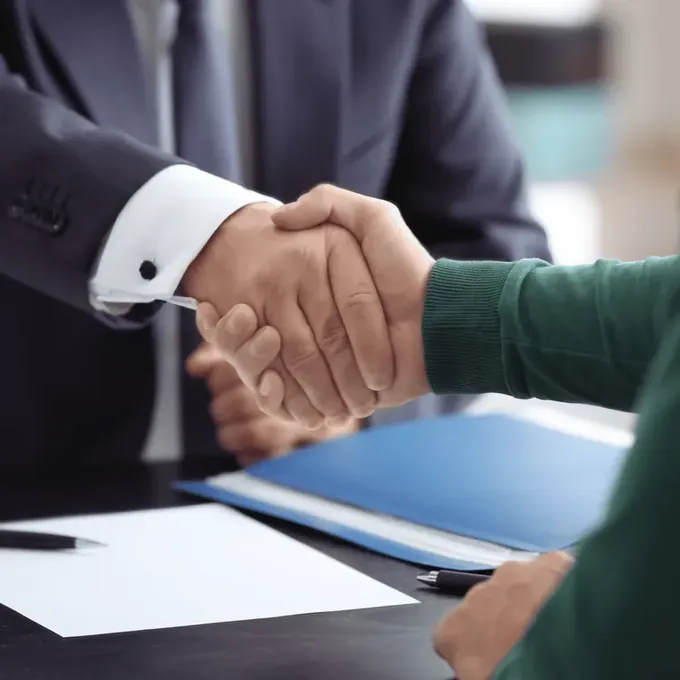Professional handshake representing partnership and trust in legal consultation